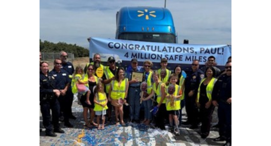Walmart Transportation driver Paul Mitchell was honored by the California Highway Patrol after reaching 4 million accident-free miles.