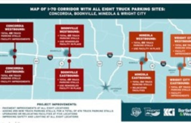 Missouri has begun a $33 million project to expand truck parking along Interstate 70, adding 255 new spaces at rest areas in Concordia, Boonville, Mineola and Wright City.