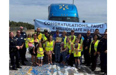 Walmart Transportation driver Paul Mitchell was honored by the California Highway Patrol after reaching 4 million accident-free miles.