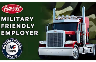 Peterbilt has been named a 2026 Military Friendly Employer, recognizing its commitment to recruiting, developing, and supporting veterans, active-duty service members, and military families.