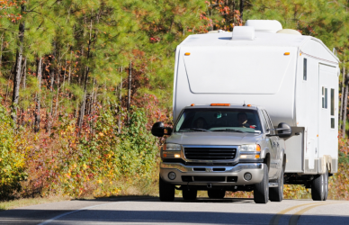 truck pulling camper