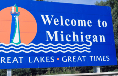 welcome to Michigan sign