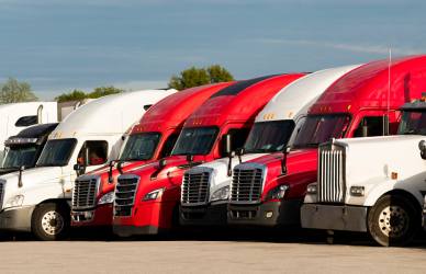 parked semi trucks