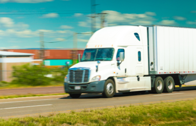 white semi truck on road