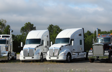 parked semi tractors