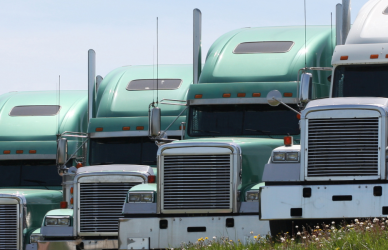Parked semi trucks