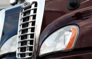 Semi trucks in a row