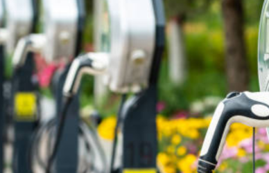 Line of electric vehicle chargers