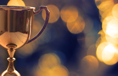 award trophy on bokeh background