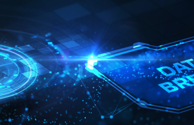 cyber security lock and data breach graphic