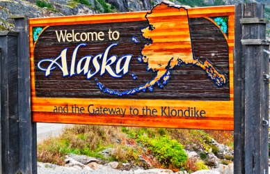 Welcome to Alaska road sign