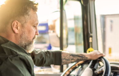 Trucker sitting in cab