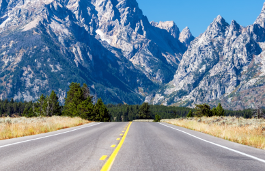 wyoming highway with mountains
