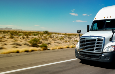 semi truck on desert road