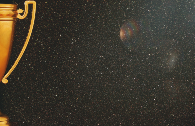 Trophy award on simple black background