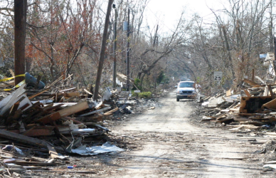 road after hurricane damage