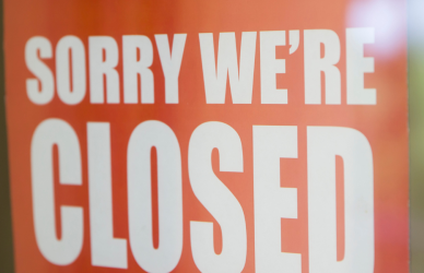 sorry we're closed sign