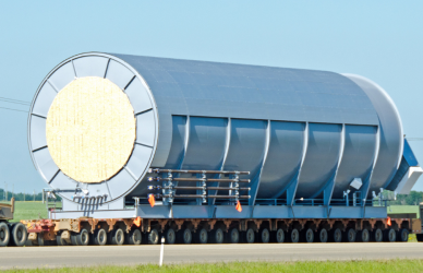 semi truck carrying large load