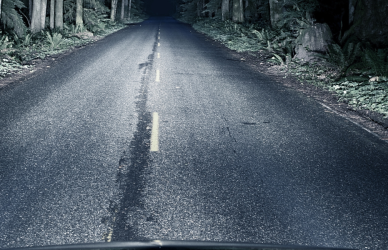 spooky highway at night