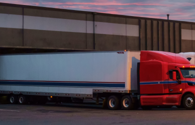 semi trucks at loading docks