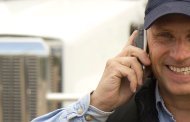 Trucker on phone