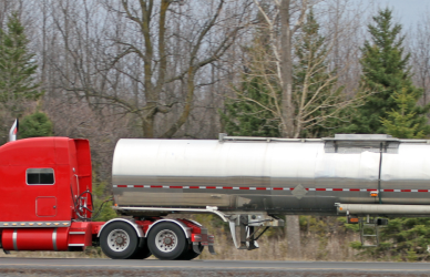 red tanker semi truck