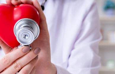 stethoscope on plastic heart