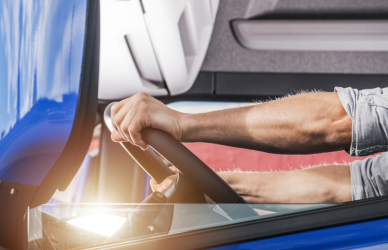 man driving semi truck