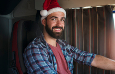 trucker in santa hat