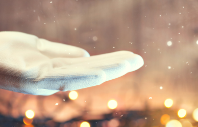 santa's hand with magic