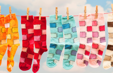 socks hanging on line