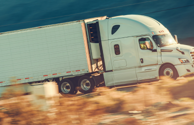 white semi truck on road