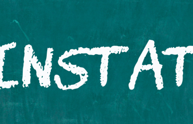 the word reinstated in chalk font