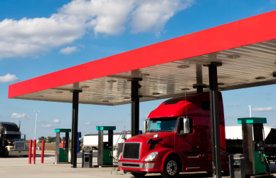 semi trucks at truck stop