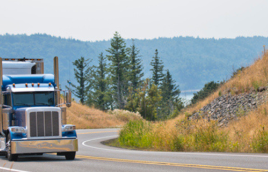 semi on scenic highway