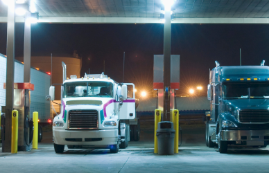 semi trucks at truck stop