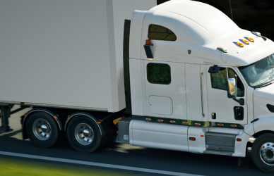 white semi truck on road