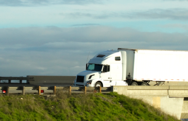 white semi truck on road