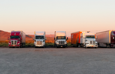 trucks parked at remote truck stop