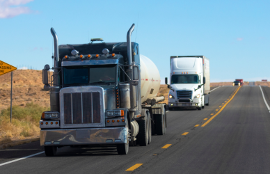 semi trucks on road