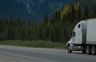 semi truck on mountain road