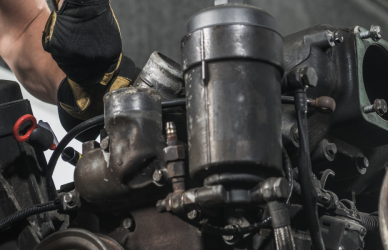 technician working on diesel engine