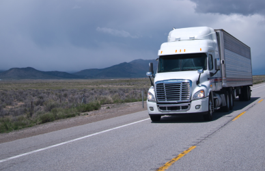 white semi truck on road