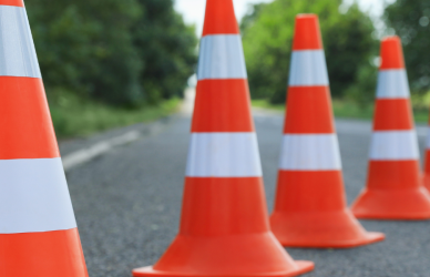 road cones on road