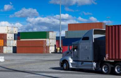 semi truck at port