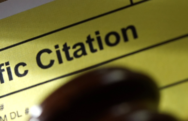 traffic citation with gavel