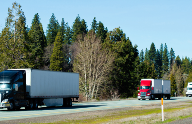 semi trucks driving on california highway