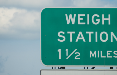 road sign for weigh station