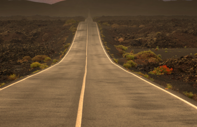empty highway at sunset