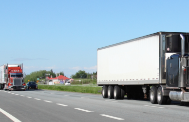 semi trucks on road